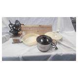 Coffee Grinder, Mini Crockpot, PYREX Bowels