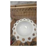 Milk Glass Flower Frogs(pair) and Misc