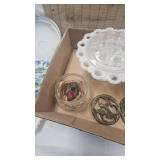 Milk Glass Flower Frogs(pair) and Misc