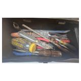 Metal Handled Tool Box with assorted tools