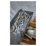 Assorted Tool Lot, Wrenches, Saw, level, and more