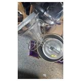 Stainless and aluminum pots, colander