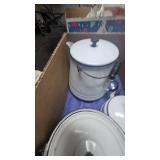 Lot of Enamel Cooking Pot, Saucepan and Cofee Pot