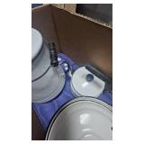 Lot of Enamel Cooking Pot, Saucepan and Cofee Pot