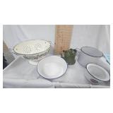 Enamel Strainer, Teapot, Kettle and Chicken Roaster