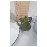 Enamel Strainer, Teapot, Kettle and Chicken Roaster