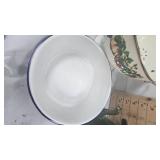 Enamel Strainer, Teapot, Kettle and Chicken Roaster