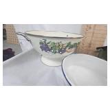Enamel Strainer, Teapot, Kettle and Chicken Roaster