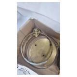 Brassy Tea Set with Tray, Towel Holder, Clcock Part