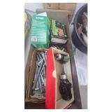 Floor Jack, Bolts, Screws, Screwdriver Lot