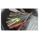 Floor Jack, Bolts, Screws, Screwdriver Lot