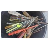 Floor Jack, Bolts, Screws, Screwdriver Lot