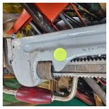 24" Pipe Wrench, Hand Drill, Misc