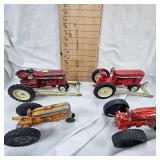 Lot of 4 Tractors, Hubley Jr, 2 International, and Allis