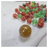 Partial Jar of Vintage Marbles