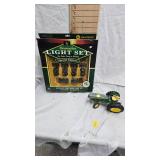 John Deere Decorative 10 pc Light Set and 1:16 John Deere Tractor