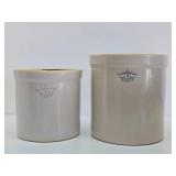 2 Great Condition Vintage Stoneware 2 & 3 Gallon Crocks - Robinson Ransbottom