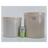 2 Great Condition Vintage Stoneware 2 & 3 Gallon Crocks - Robinson Ransbottom