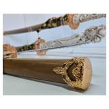 Ornate Samurai Sword Set w/Dragon Handles