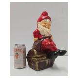 Large Vintage Heavy Plaster Gnome Sitting on Treasure Chest Statue