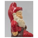 Large Vintage Heavy Plaster Gnome Sitting on Treasure Chest Statue