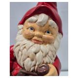Large Vintage Heavy Plaster Gnome Sitting on Treasure Chest Statue