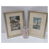 2 Framed Signed Hand Colored Etchings