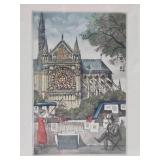 2 Framed Signed Hand Colored Etchings
