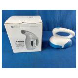 Dritz Jumbo Lint Shaver in blue and white and Brookline Portable Garment Steamer in white.