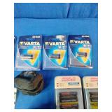 Consumer batteries and replacement halogen bulbs.