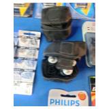 Consumer batteries and replacement halogen bulbs.
