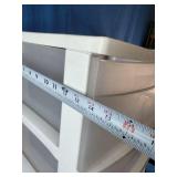 This is a Sterilite 3-Drawer Wide Storage Cart featuring a white frame and clear drawers.