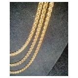 Three Brand New Gold-Tone rope Chain Necklace