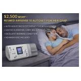 MSRP $2,500 – RESMED AIRSENSE 10 AUTOSET FOR HER CPAP – AUTO-ADJUSTING SLEEP THERAPY FOR MEN & WOMEN, HEATED HUMIDIFIER, CLIMATELINE HEATED HOSE, MASK, CARRY BAG & POWER SUPPLY – EXCELLENT WORKI