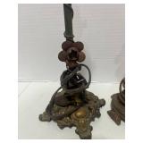Two Vintage Table Lamp Bases  Metal Brass?