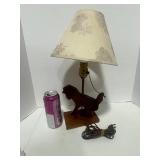 Vintage Hand Made Wooden Dog Table Lamp Pull his tail to turn on the light