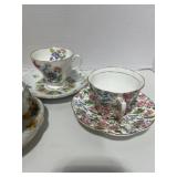 5 Vintage Cups and Saucers; Royal Ann, Royal Grafton, Relco, England