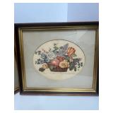 Two Vintage Floral Framed Art Prints 13" X 12"