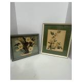 Two Art Deco Style Floral Framed Prints  10" X 12" and 14" X 12"
