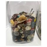 Three Jars of Vintage Buttons. The Jars are GREAT Themselves.
