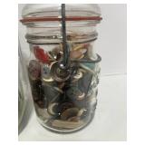 Three Jars of Vintage Buttons. The Jars are GREAT Themselves.