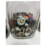 Three Jars of Vintage Buttons. The Jars are GREAT Themselves.