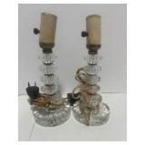 Pair of Vintage Glass Lamps Stacked Design