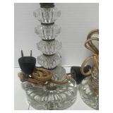 Pair of Vintage Glass Lamps Stacked Design