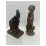 Vintage Pot Metal Elephant and Bronze/Brass Greyhound Dog