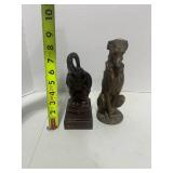 Vintage Pot Metal Elephant and Bronze/Brass Greyhound Dog