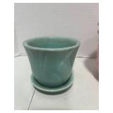 Two Vintage Planters. Turquoise McCoy and Pink McCoy