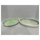 MCM California Potter Oval Flower Bowl and Jadeite Green & Vitrock Platter Bowl