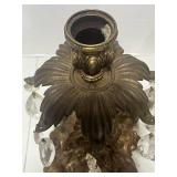 Vintage Candle Holders with Marble Base and Crystal Prisms