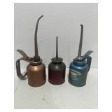 Three Vintage Oil Cans Rainbow Pump Oiler